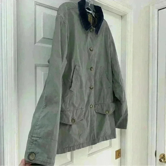 VTG Cherokee Flannel Lined Barn Chore Coat Woman Canvas Blue Corduroy Sz Medium - Picture 3 of 12
